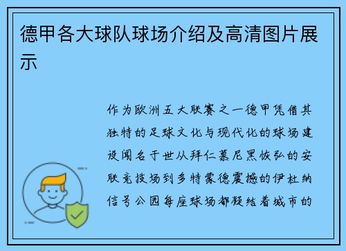 德甲各大球队球场介绍及高清图片展示